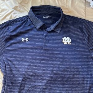 Under Armour Men's Blue Striped Golf Polo Shirt Notre Dame Heat Gear 3XL
